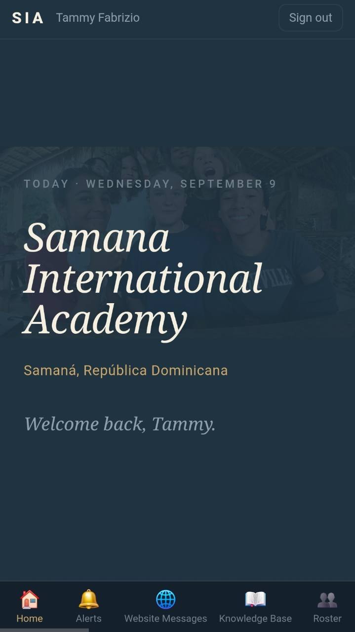 CANOPY home screen for Samana International Academy