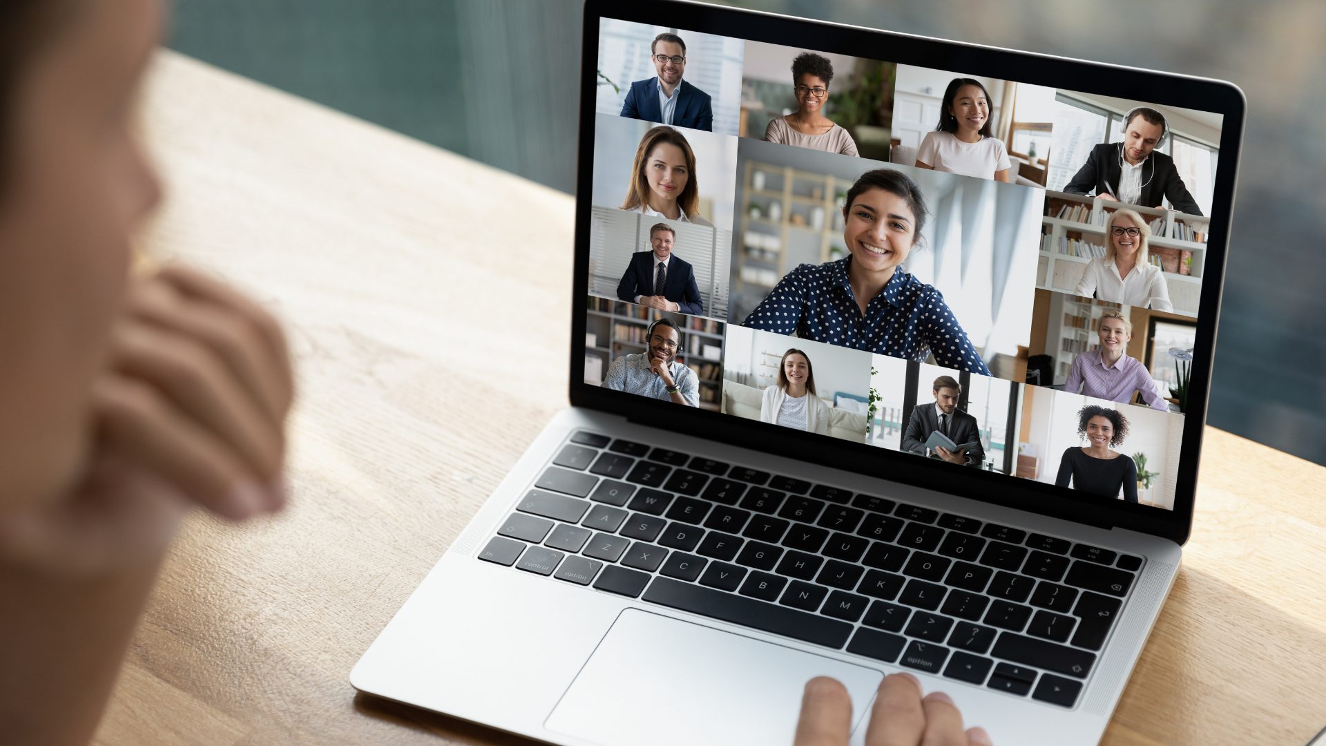 A team meeting on a laptop video call