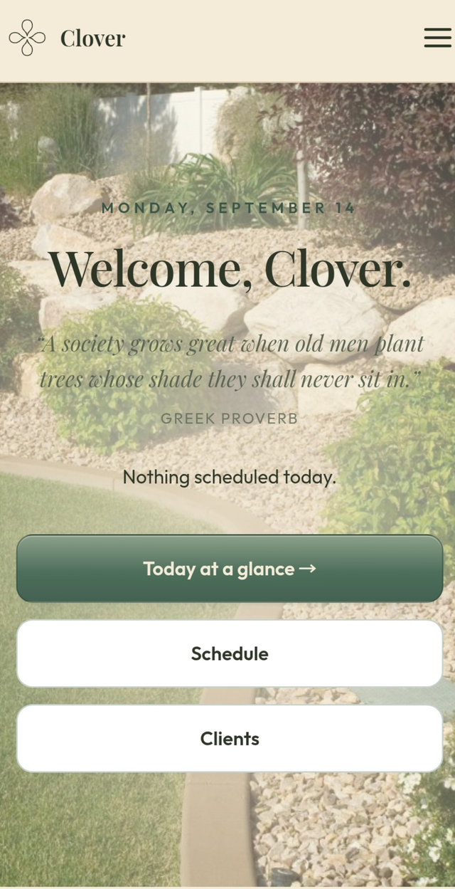 Clover home screen