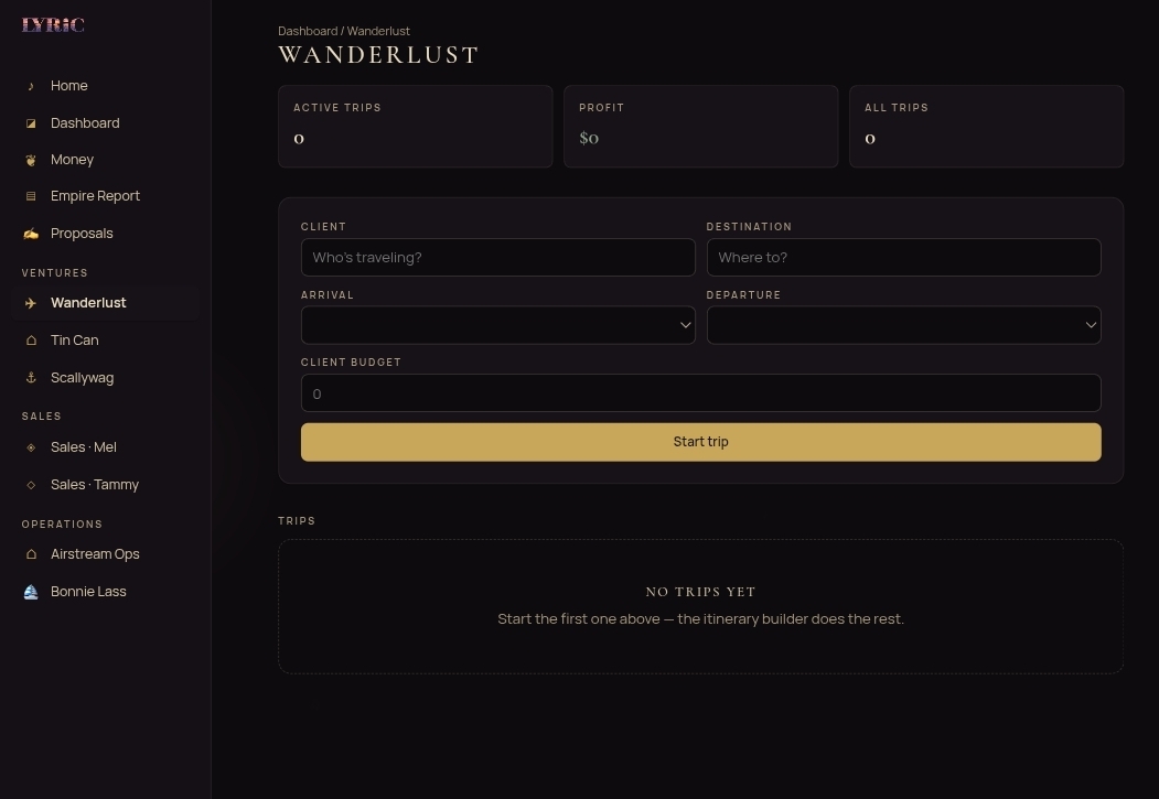 LYRIC Wanderlust travel desk on desktop