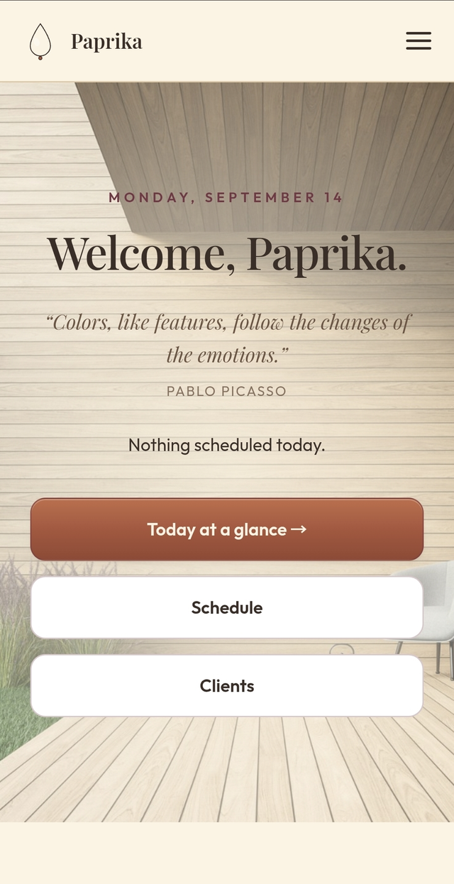 Paprika home screen