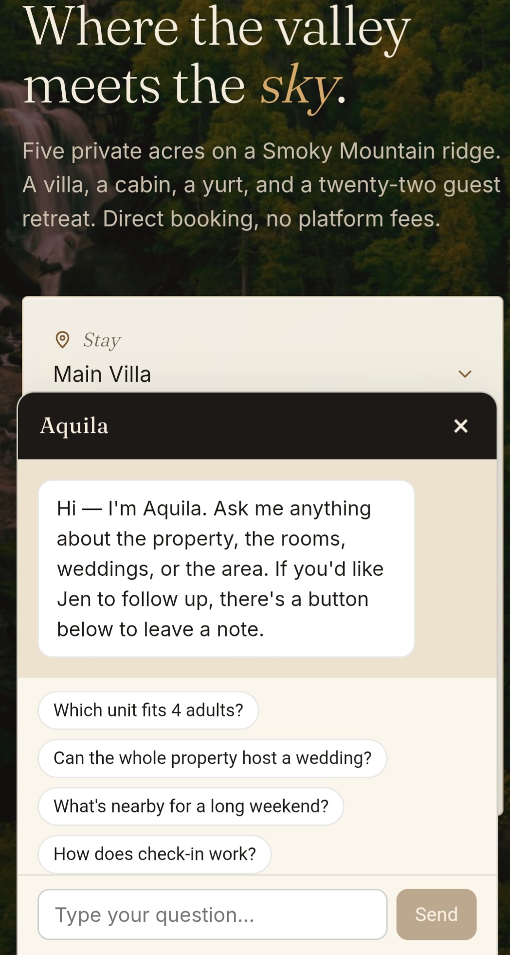 TALON Aquila AI chat open — the AI assistant in one shot