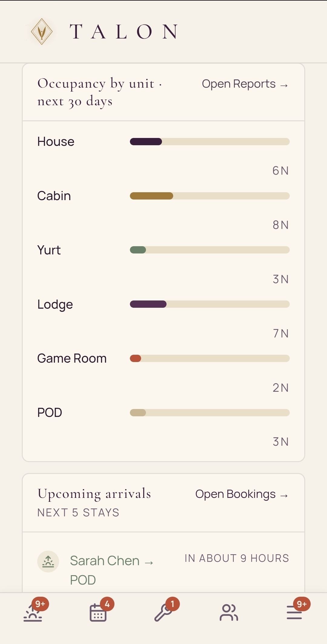 Talon occupancy screen